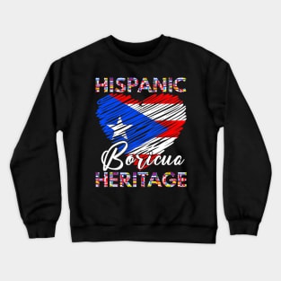 National Hispanic Heritage Month Puerto Rico Flag Boricua Crewneck Sweatshirt